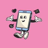 Social media, colorful retro illustration vector