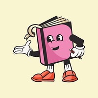 Book character, colorful retro illustration vector