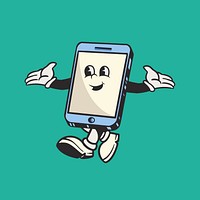 Phone character, colorful retro illustration vector