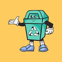 Trash can, colorful retro illustration vector