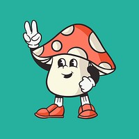 Mushroom character, colorful retro illustration psd