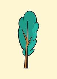 Colorful cartoon tree retro illustration