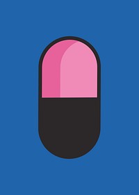 Colorful medicine capsule retro illustration