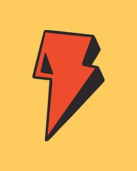 Colorful lightning bolt retro element vector