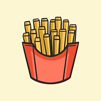 Colorful french fries retro illustration