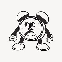 Alarm character, retro line illustration