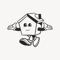 House character, retro line illustration vector
