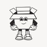 Box character, retro line illustration