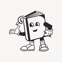 Book character, retro line illustration