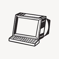 Computer desktop retro line illustration