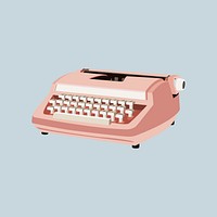 Retro pink typewriter, aesthetic illustration vector