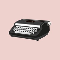 Retro black typewriter, aesthetic illustration 