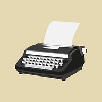 Retro black typewriter, aesthetic illustration  vector