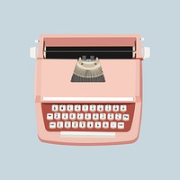 Retro pink typewriter, aesthetic illustration vector