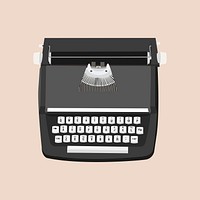 Retro black typewriter, aesthetic illustration  vector