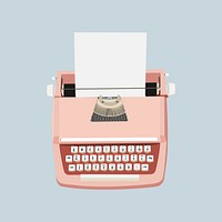 Retro pink typewriter, aesthetic illustration vector