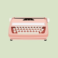 Retro pink typewriter, aesthetic illustration vector