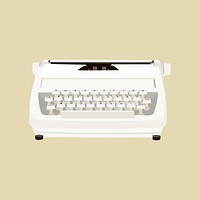 Retro white typewriter,  aesthetic illustration 