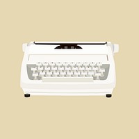 Retro white typewriter,  aesthetic illustration  psd