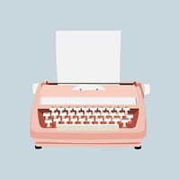 Retro pink typewriter, aesthetic illustration vector