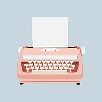 Retro pink typewriter, aesthetic illustration