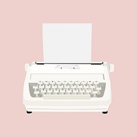 Retro white typewriter,  aesthetic illustration 