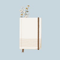 Floral diary, aesthetic stationery illustration vector