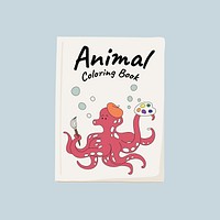 Animal coloring book, cute stationery illustration vector