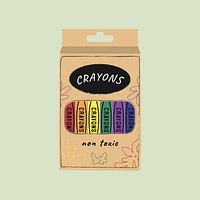 Crayons box, cute stationery illustration