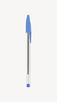 Blue pen, aesthetic stationery illustration 