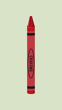 Red crayon, cute stationery illustration vector