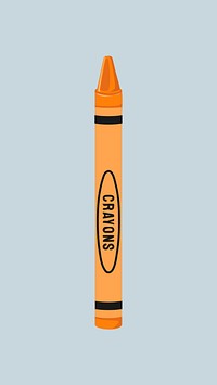 Orange crayon, cute stationery illustration vector