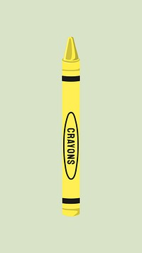 Yellow crayon, cute stationery illustration vector