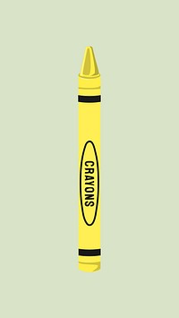 Yellow crayon, cute stationery illustration