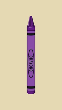 Purple crayon, cute stationery illustration