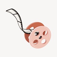 Pink movie reel, entertainment illustration vector