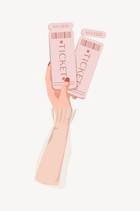 Hand holding ticket, aesthetic illustration