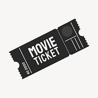 Black movie ticket, aesthetic illustration