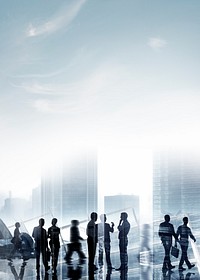 Corporate silhouette aesthetic background, business people border