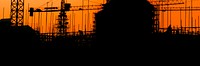 Construction silhouette, orange blog banner