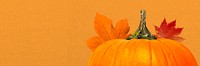 Autumn pumpkin aesthetic background, maple leaf border