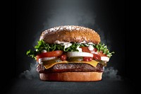 Cheeseburger black background