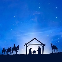 Three Wise Men background, silhouette border