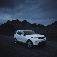 White SUV car at night