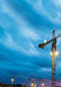 Construction tower, blue background