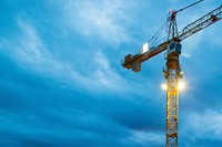 Construction tower, blue background