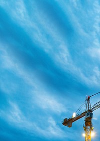 Construction tower, blue background