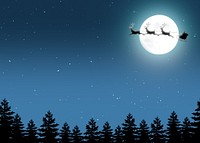 Santa sleigh border background, Christmas night sky