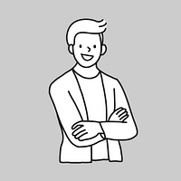 Casual confident businessman portrait line art line art vector