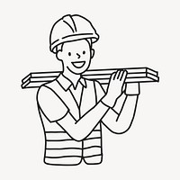 Civil engineer construction worker flat line vector